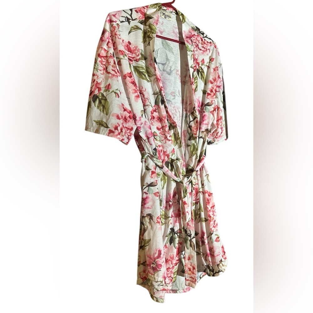 MuMu Pink Rose Kimono Robe One Size - Picture 5 of 9